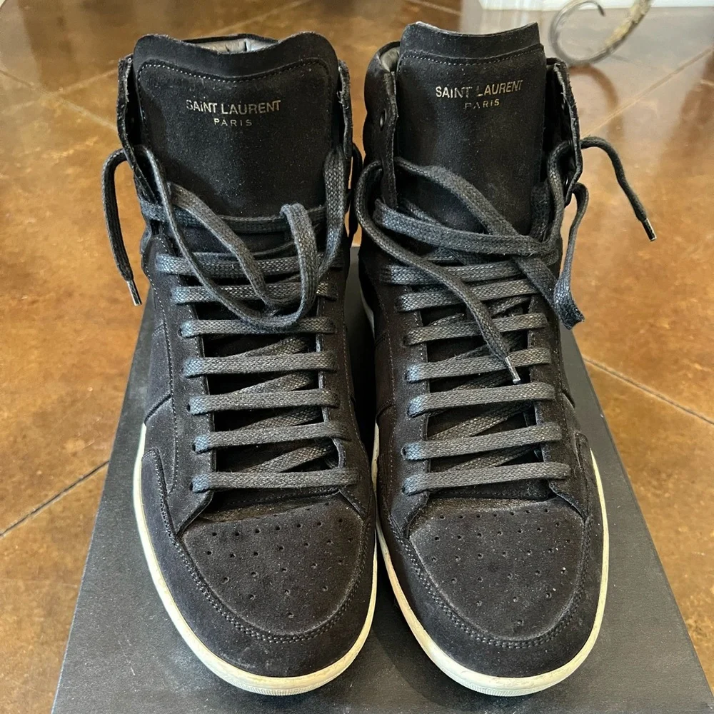 Saint Laurent black mid top sneaker - Picture 2 of 7